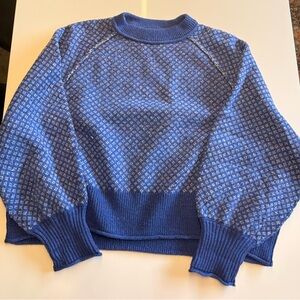 We The Free Blue Crew Neck Sweater Textured Knit